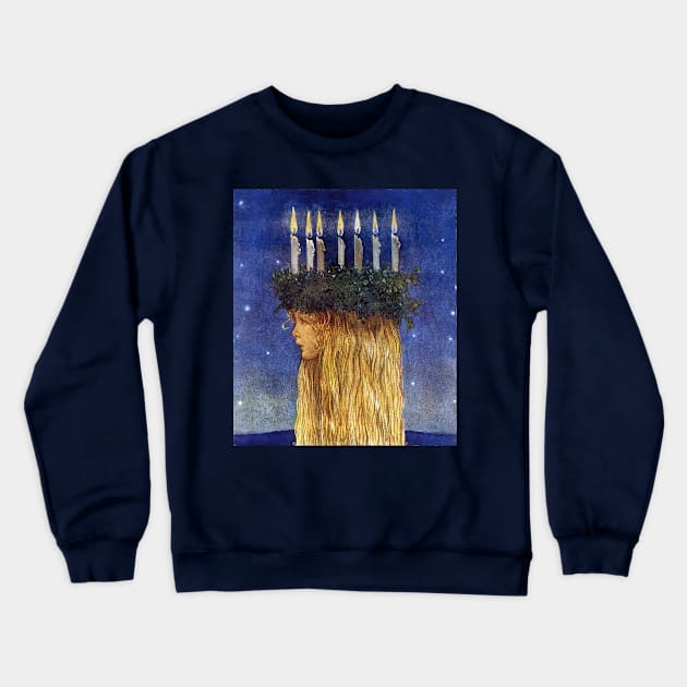 St. Lucia - John Bauer, advent Crewneck Sweatshirt by forgottenbeauty